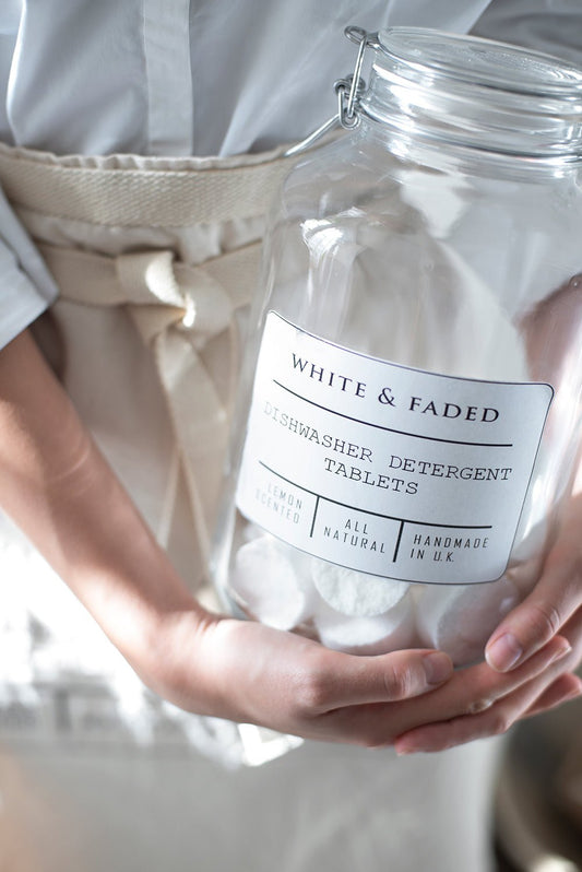 Dishwasher Detergent Tablet Sticker - Free Download - White & Faded