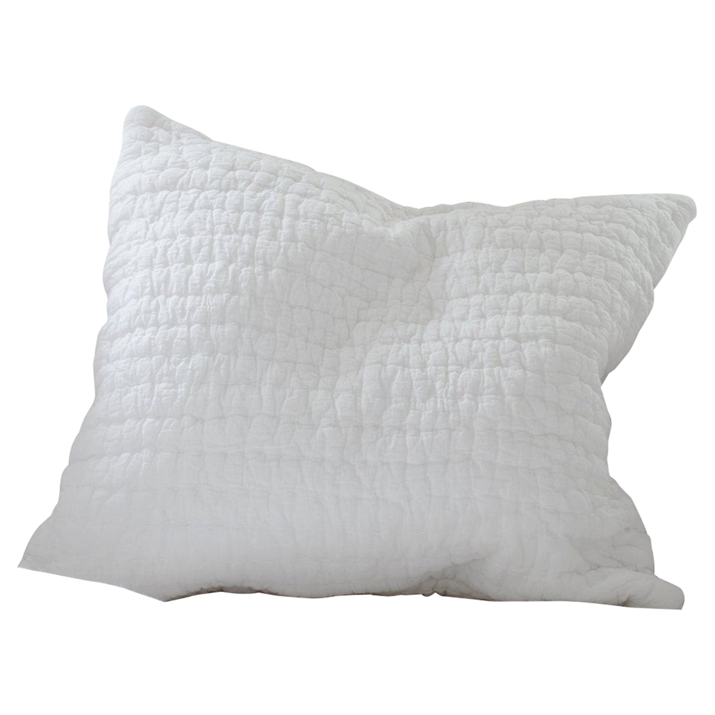 Hand-Stitched Pillowcase / Cushion Cover, Organic 100% Cotton (Square, 2 Sizes) - White - White & Faded
