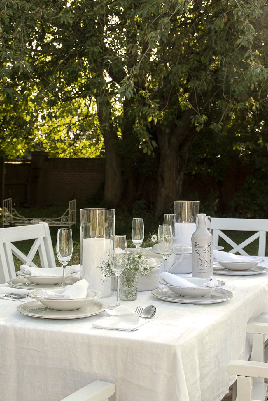 Handmade Stone Washed 100% Linen Tablecloth (From 140 x 240cm) - Ivory - White & Faded